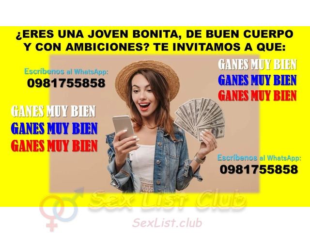 CHICA BONITA Y FEMENINAS TE OFRECEMOS INTERESANTES GANANCIAS DE DINERO