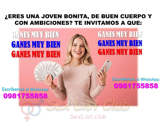 JOVEN BONITA TE INVITAMOS A GANAR BIEN CON CABALLEROS IMPORTANTES