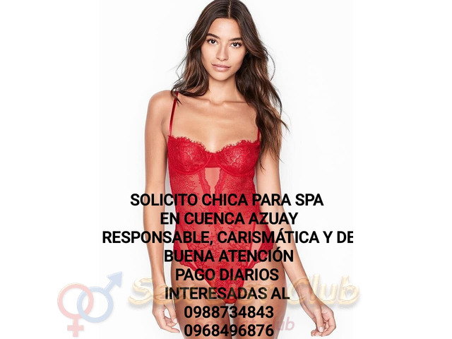 TRABAJO urgente en cuenca AZUAY en SPA VIP para chicas