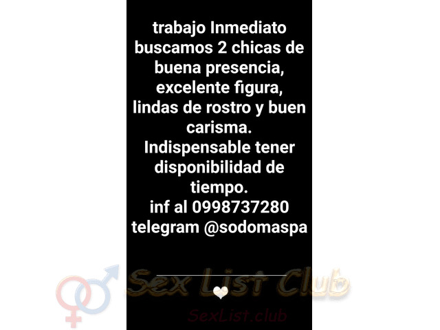 Buscamos 2 chicas para Spa de Caballeros sodoma Spa